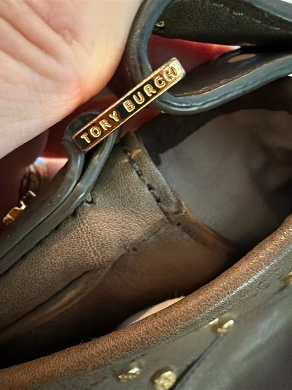 Tory Burch Leather Studded Crossbody Flap Adjustable Bag